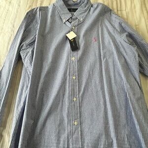 Ralph Lauren Blue Gingham Button Down Shirt